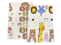 Дитячий термокилимок двосторонній Складний Класики ХРЕ 058/060 Леви Жирафи 180х120x0,8cм +сумка